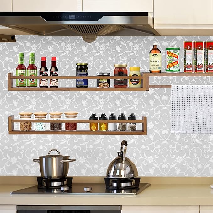 AZSKY Light Walnut Nursery Book Shelves 36 in Floating Wall Mounted Bookshelf Kids Room Hanging Shelves Toddlers Toys Books Storage Organizer a Set of 3-Ruum Studio Home