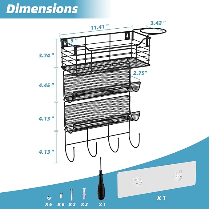 VITVITI Metal Hair Tool Organizer Wall Mount, Hair Dryer Holder with 3 Tier Shelf Basket Hooks, Bathroom Hair Styling Tool Organizer for Curling Iron/Blow Dryer/Straightener, Matte Black-Ruum Studio Home