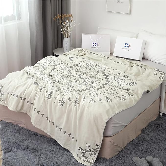 MSGKV Woven Boho Throw Blanket for Couch 100% Cotton Blankets,Versatile KnitWoven Blanket, Super Soft Warm & Decorative Blanket for Chair Bed Sofa and Living Room, 60''Wx 80''L-Ruum Studio Home
