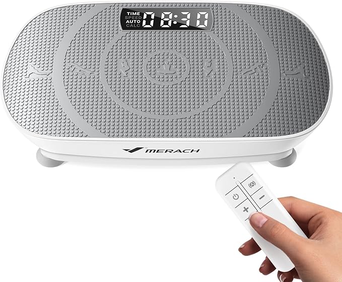 MERACH Slim Vibration Plate Exercise Machine, Vibration Plate for Lymphatic Drainage Weight Loss, Vibrating Plate with Real-Time Calorie Tracking on LED Display, Workout Equipment for Home Women Men-Ruum Studio Home