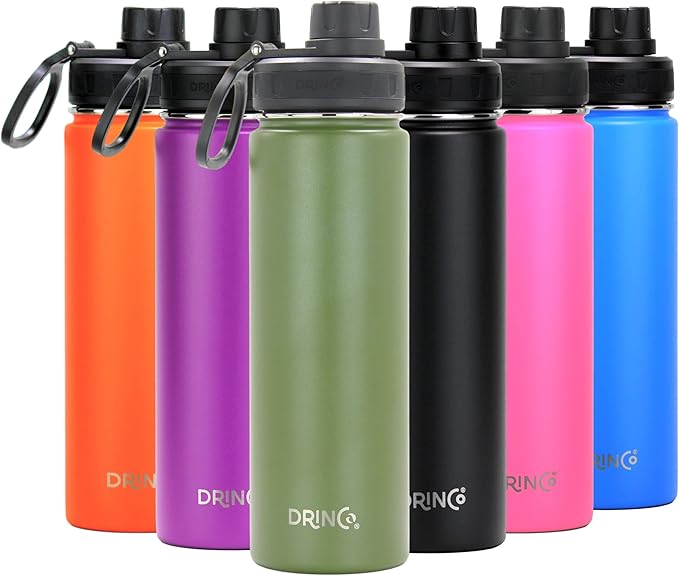 Drinco Stainless Steel Water Bottle Spout Lid Vacuum Insulated Double Wall Water Bottle Wide Mouth (40oz 32oz 22oz 18oz 14oz) Leak Proof Keeps Cold or Hot (22 oz, 22oz Forest)-Ruum Studio Home