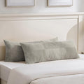 Fancy Homi Set of 2 Neutral Grey Boho Long Lumbar Body Decorative Throw Pillow Cover 14x36 Inch for Bed Couch Bedroom Bench, Soft Patchwork Corduroy Textured Pillow Case, Rustic Farmhouse Room Décor-Ruum Studio Home