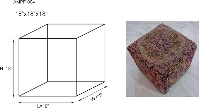 Mark&Day Pouf Ottoman, Kaltenleutgeben Traditional Bright Pink Cube Pouf Foot Rest for Living Room, Bedroom and Boho Home Decor (18"x18"x18")-Ruum Studio Home