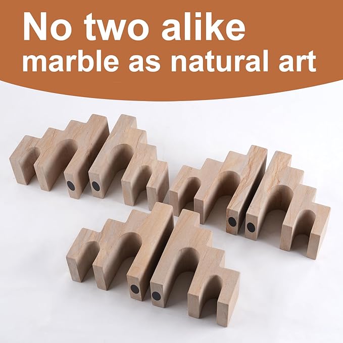 Natural Marble Book Ends for Shelves, Decorative Bookends for Heavy Books, CastleGuard Bookend Book Holder Stopper for Home Office Desk Bookshelf Decoration, Turkey Natural Marble, Set of 2-Ruum Studio Home