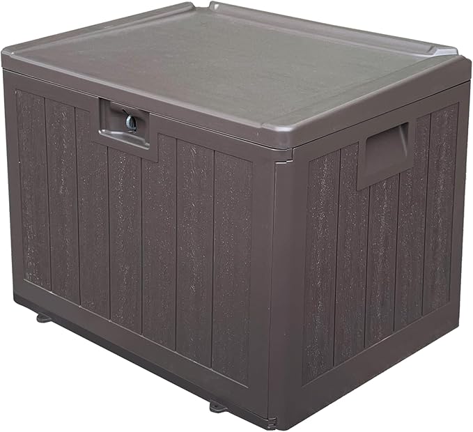 33 Gallon Pro Waterproof Outdoor Storage Bin Resin Deck Box for Patio, Poolside, and Garden, Lockable & UV-Resistant, Ideal for Small Spaces, Brown-Ruum Studio Home