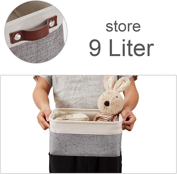 DECOMOMO Small Storage Basket, Closet Storage Bins, Baskets for Organizing Shelves (Grey & White, Small - 6 Pack)-Ruum Studio Home
