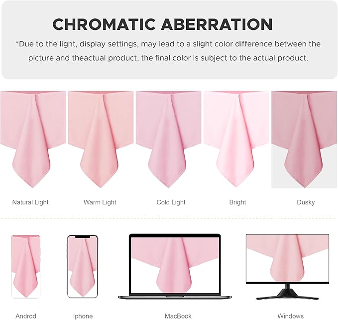 sancua Rectangle Tablecloth - 60 x 84 Inch - Stain and Wrinkle Resistant Washable Polyester Table Cloth, Decorative Fabric Table Cover for Dining Tables, Buffet Parties and Camping, Pink-Ruum Studio Home