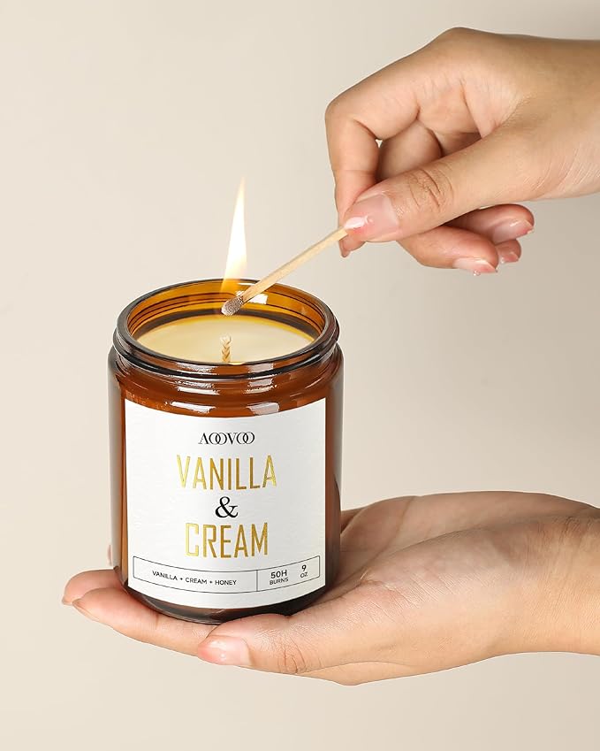 AOOVOO Vanilla Cream Candles - 9 oz Scented Candles, Aromatherapy Candle, Soy Candle for Home Scented-Ruum Studio Home
