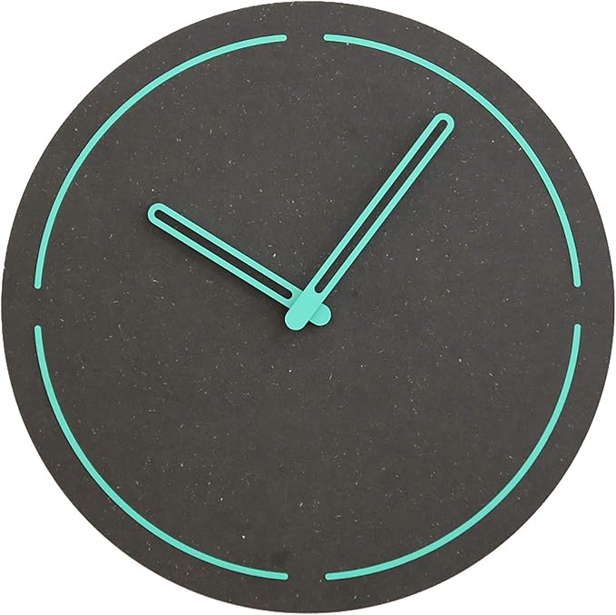 Stephanie Imports Modern Minimalist Dark Concrete Gray Silent Wall Clock (Teal)-Ruum Studio Home