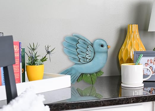 NAT & Jules Animal Character Shaped Dimensional Indoor Outdoor 11 inch Cast Resin Decorative Garden Stepping Stone, Patio, Walkway Sculpture Yard Art, Colorful Bluebird-Ruum Studio Home