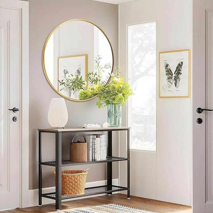 Fabuday Circle Gold Mirror for Wall 32 Inch - Large Bathroom Round Mirror with Matte Metal Frame, Entryway, Living Room, Hallyway, Bedroom Big Circular Mirrors-Ruum Studio Home