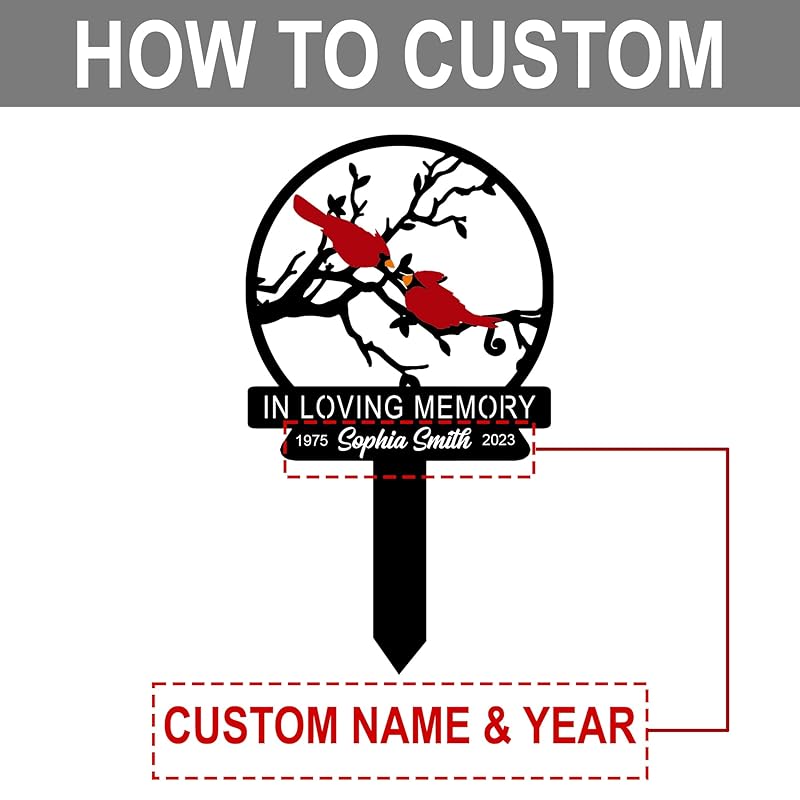 Personalized Cemetery Memorial Metal Stakes, Cardinals Memorial Grave Markers,Graden Decorations for Loss of Mother Father, Outdoor Sympathy Decor Gift-Ruum Studio Home