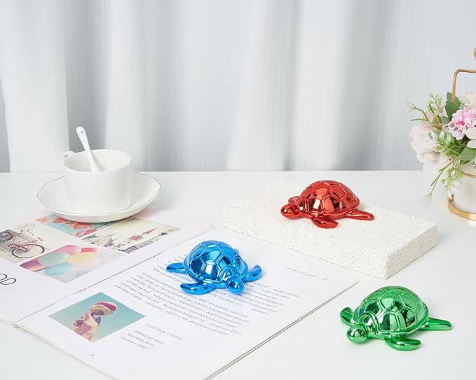 Small Sea Turtle Statue 4 inch Shiny Red Accent Knick Knacks Paperweight for Bathroom Home Office Shelf Desk Table Decor, Cute Sea Turtle Gifts for Women-Ruum Studio Home