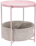 Amazon Basics Round Storage End Table, Side Table with Cloth Basket, Dusty Pink, 17.7"D x 17.7"W x 18.9"H-Ruum Studio Home