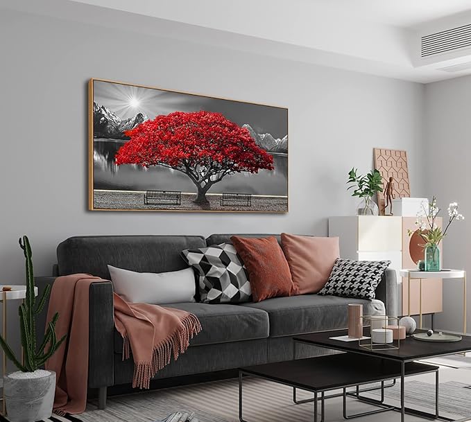 Large Framed Wall Art for Living Room Large Mangrove Landscape Modern Art for Wall Decor Living Room, Bedroom, Office, Home Wall Decor 24x48 inches(With Soild Wood Dark Framed)-Ruum Studio Home