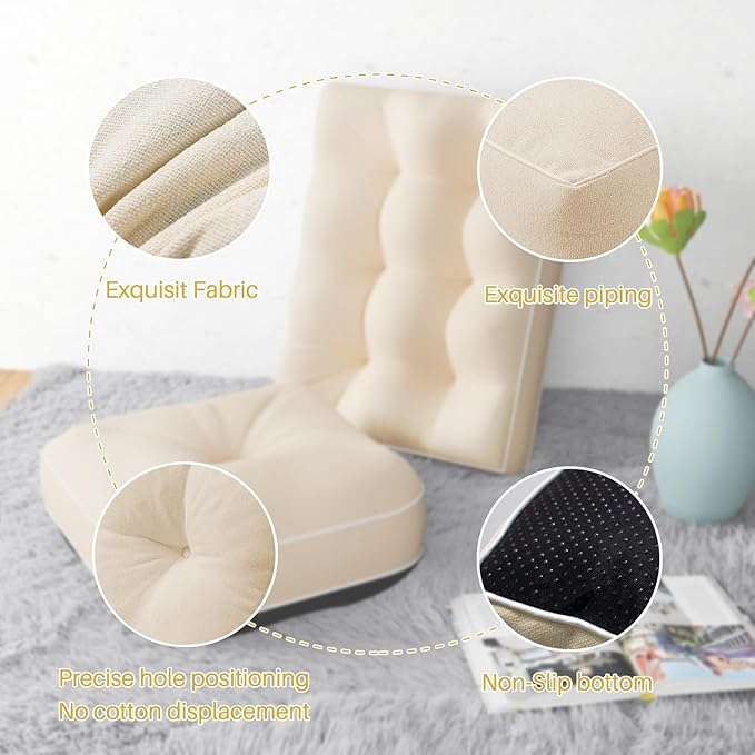 YZ HOME Rocking Chair Cushion, Set of Thicken Seat & Back Chair Cushions with Memory Foam, Non-Slip Chair Pad with Ties for for Indoor&Outdoor Rocker, Beige, 22x17x5/17x17x5-Ruum Studio Home