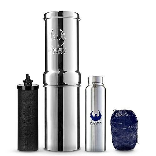 0.26 Gallon 304 Grade Stainless Steel Gravity Water Filter with 1 NSF Certified Smart Carbon Filter, Enjoy Potable Water While Camping, RVing, Off-Grid, Emergencies, Every Day at Home-Ruum Studio Home