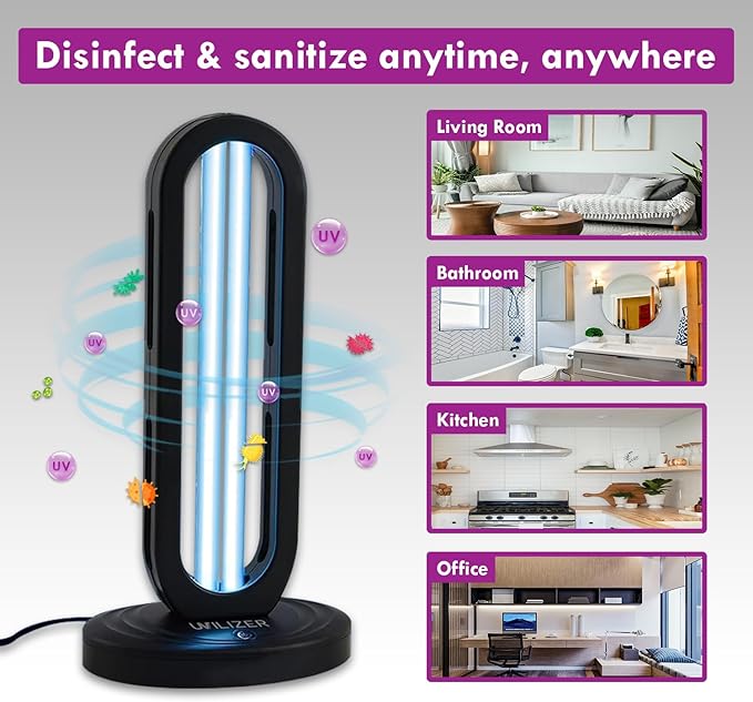 Tower - UV Light Sanitizer & Ultraviolet Lamp with Remote Control (UV-C Cleaner for Home, Room, Office | 38W UVC Disinfection Bulb | Kill Germs, Bacteria, Virus, Dust | USA)-Ruum Studio Home