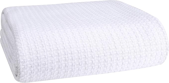 BELIZZI HOME 100% Cotton Bed Blanket, Breathable Bed Blanket King Size, Cotton Thermal Blankets King, Perfect for Layering Any Bed for All Season, White-Ruum Studio Home