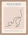 Poster Master Vintage Poster - Retro One Line Cat Drawing Print - Cat Art - Minimal Gift for Men, Women, Animal Lover - Abstract Wall Decor for Home, Office, Bedroom, 11x14 Beige Framed-Ruum Studio Home