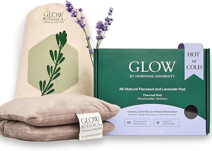 Glow Heating Pad with Flaxseed & Lavender for Hot & Cold Therapy, Microwavable Heat Pad for Back, Neck, Shoulder, Knee, Leg & Menstrual Cramp Relief, Washable & Reusable, One Size Fits All-Ruum Studio Home
