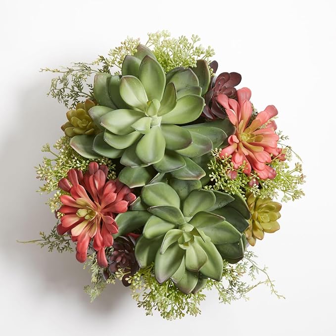 Faux Succulent Arrangement, Premium Artificial Indoor Plant Enhances Interior Design, Display on Any Surface in Your Home Adding an Inviting Touch of Nature, Grey Planter Pot Included-Ruum Studio Home