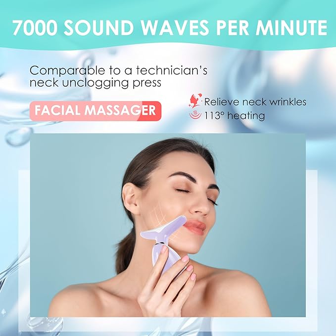 Facial Massager Red-Light-Therapy-for-Face and Neck, Face 𝖲 culpting Wand with 7 Color (Light Purple)-Ruum Studio Home