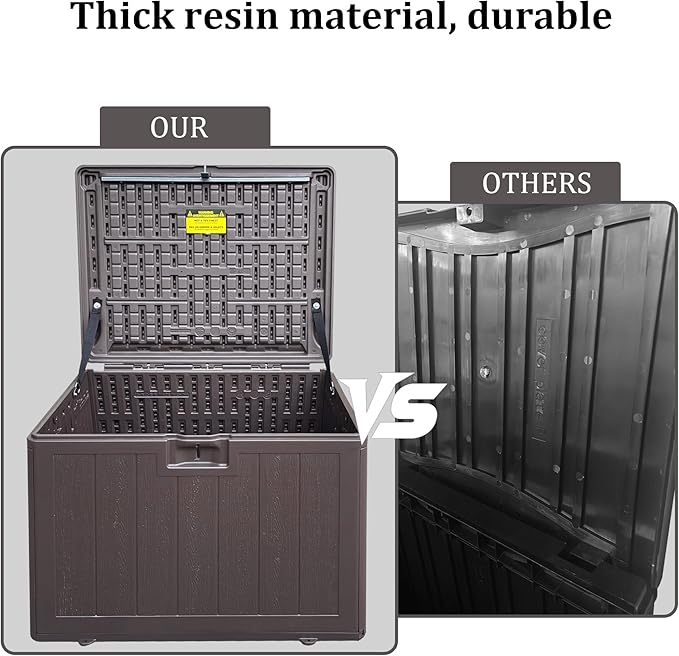33 Gallon Pro Waterproof Outdoor Storage Bin Resin Deck Box for Patio, Poolside, and Garden, Lockable & UV-Resistant, Ideal for Small Spaces, Brown-Ruum Studio Home