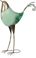 Alpine Corporation MCC704 Chin-Up Metal Bird Outdoor Décor Statue, Whimsical Animal Décor for Patio & Garden, 20" H, Green-Ruum Studio Home