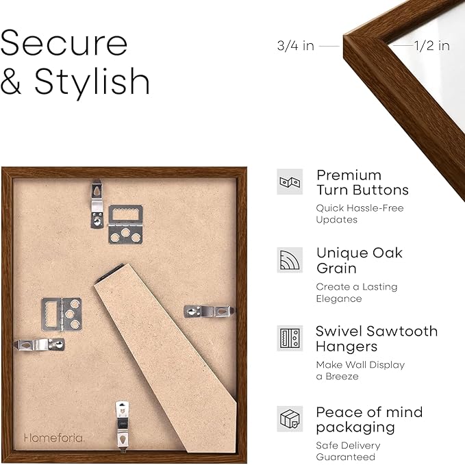 Homeforia 8.5x14 Marriage License Frame Brown, High End Dark Oak 8.5 x 14 Certificate Frames, 8.5by14 Walnut Wood Frame for Wall & Tabletop, 8.5 by 14 Wooden Frames, Tempered Glass, Wall Kit, Set of 1-Ruum Studio Home