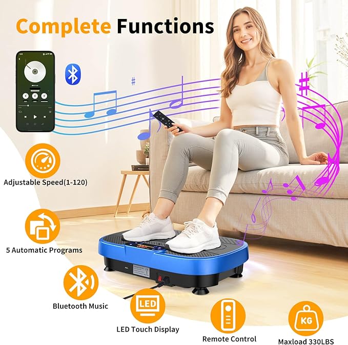 Vibration Plate Exercise Machine, Vibrating Plate Machine with Bluetooth for Lymphatic Drainage, Vibration Platform for Women Men Full Body Weight Loss-Ruum Studio Home