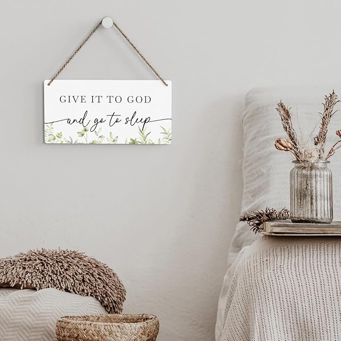 Christian Decor Give It to God And Go To Sleep Sign Rustic Bible Verse Sign Scripture Printed Wood Sign Wall Art Religious Gifts Faith Based Gifts-Ruum Studio Home