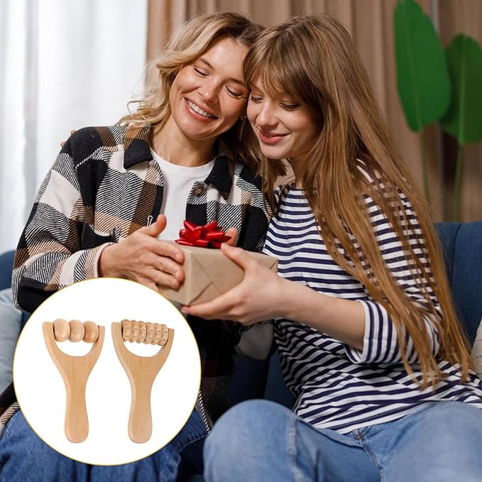 2 Pcs Wooden Massage Roller, Massage Hand Roller Massagers for Neck Muscle Rollers Stick Wooden Massager Tool for Back Rolling Hands Foot The Face Ball Full Body-Ruum Studio Home