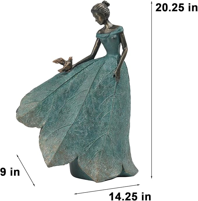 Guichifun Fairy Statue Collection Home Decoration - Leaf Angel Girls Resin Home Decor for Outside or Inside Rustic Garden Outdoor Yard Decorations Figurines Gift 14.25 x 9 x 20.25 Inch-Ruum Studio Home