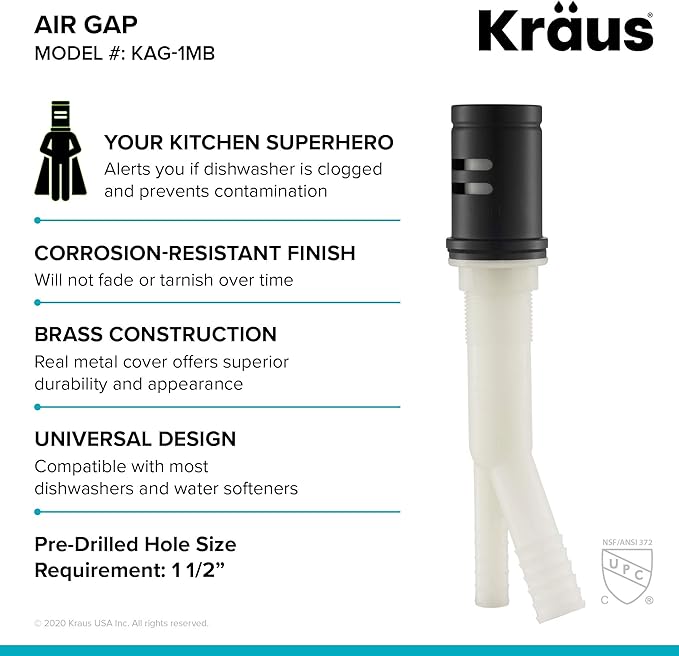 KRAUS Dishwasher Air Gap in Matte Black, KAG-1MB-Ruum Studio Home