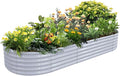 1 Pack 8x3x1.5FT Galvanized Raised Garden Bed Kit Oval Metal Ground Planter Box Outdoor Bottomless Planter Raised Beds for Vegetables Flowers Herbs Fruits, Gray-Ruum Studio Home
