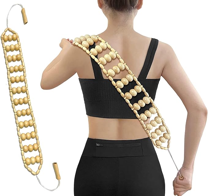 Wood Back Massage Roller Rope, Portable Wood Therapy Cellulite Massage Tools, Handheld Lymphatic Drainage Massager, Multi-Functional Manual Massage Roller Rope Strap for Full Body Muscle Pain Relief-Ruum Studio Home