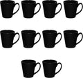 DISCOUNT PROMOS Glossy Ceramic Latte Coffee Mug 12 oz. Set of 10, Bulk Pack - Perfect for Tea, Espresso, Cappuccino, Hot Cocoa - Black-Ruum Studio Home
