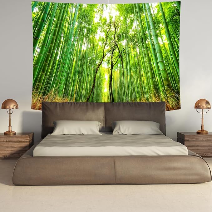 Delur Forest Pathway Tapestry Sunset Tropical Rainforest Nature Tree Tapestry Wall Hanging Sunrise Scenic Natural Green Landscape Headboard for Bedroom Living Room Home Decor (59.1" x 78.7")-Ruum Studio Home