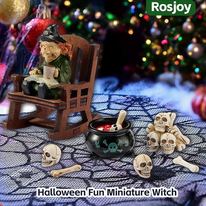 Halloween Fun Miniature Witch Figurine,Gothic Horror Resin Witch Decor,for Bookshelf Decor,Desk Trinkets,Collectible,Party Gifts-Ruum Studio Home