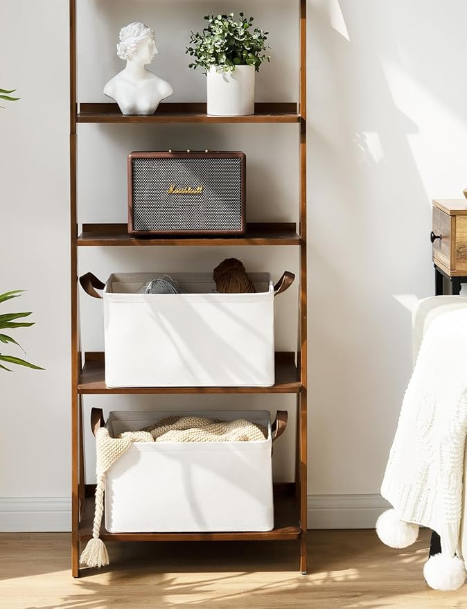 StorageWorks Storage Bins, Fabric Storage Bins for Shelves, Storage Baskets with Metal Frame, Closet Baskets and Bins with Handles, Beige, 2-Pack-Ruum Studio Home