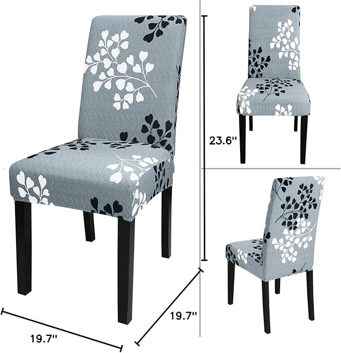 JQinHome Pattern Chair Covers for Dining Room Set of 6, High Stretch Removable Washable Parsons Chair Slipcover for Home Party Hotel Wedding Ceremony (Flower,6PCS)-Ruum Studio Home