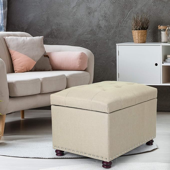 Joveco Storage Ottoman Bench Rectangular Fabric Organization Tufted Footrest for Living Room Bedroom, Upholstered Padded Footstool Coffee Table Seat with Lift Top-Ruum Studio Home