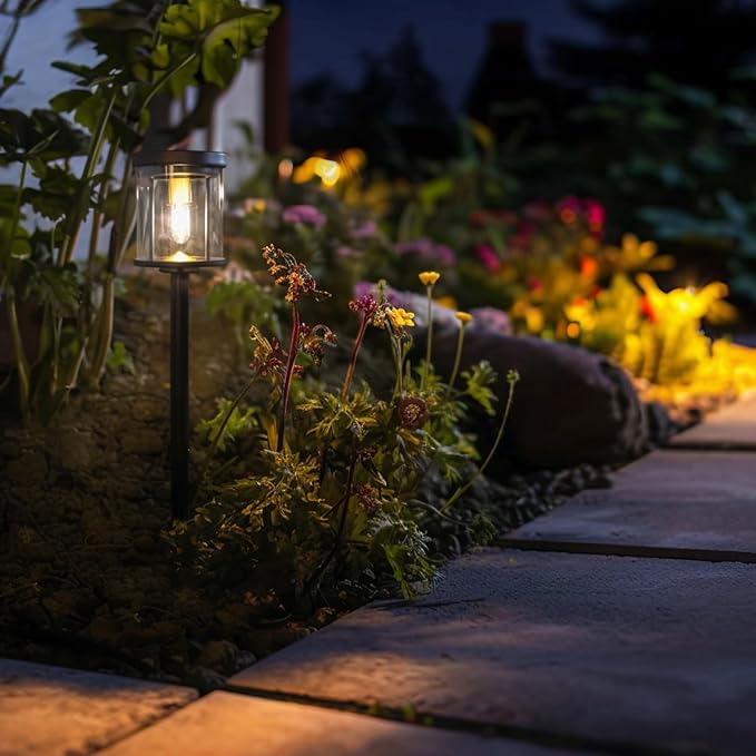 EcoGreen Outdoor Pathway Solar Light, 4pcs Pack,Garden Patio Balcony Walk Way Lights, Aluminum Leg, 5000K Daylight, Waterproof, 4.76 * 23.07in-Ruum Studio Home