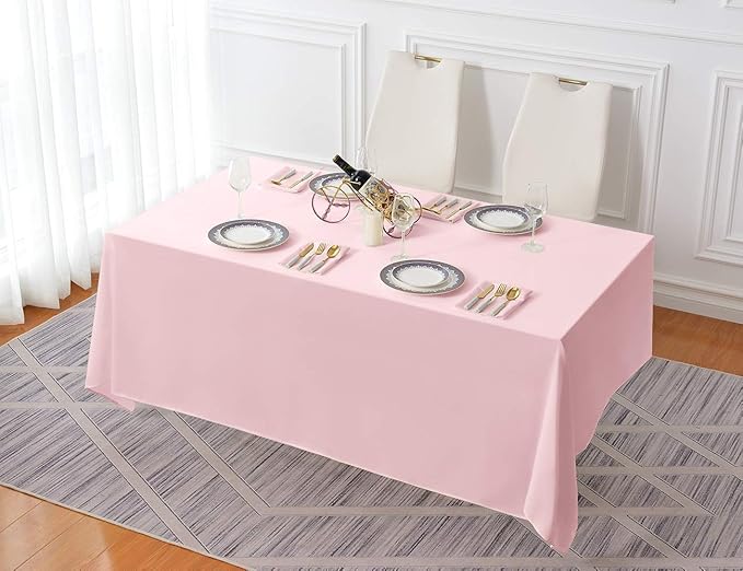 Surmente Pink Tablecloth 90 x 132-inch Rectangular Polyester Table Cloth for Weddings, Banquets, or Restaurants-Ruum Studio Home