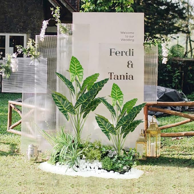 Melorca&Guilla Artificial Plants 2PCS 30“ Fake Taro Plants,Large Faux Plant,Artificial Grass Greenery Shrubs Bushes for Garden Porch Window Box Shop Office Home Décor-Ruum Studio Home