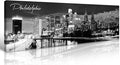 DJSYLIFE Philadelphia Skyline Canvas Art - 13.8"x47.3" Black & White Cityscape Wall Decor, Modern Panoramic Night View Print for Living Room, Office, Bedroom - Ready to Hang-Ruum Studio Home