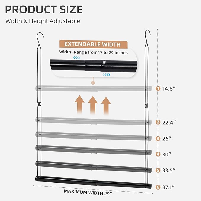 STORAGE MANIAC Hanging Closet Rod, Adjustable Width and Height Closet Hanging Organizer, Space-Saving Clothes Hanging Bar, Closet Extender Hanging Rod Double Closet Hanging Rod, 2 Pack Black-Ruum Studio Home