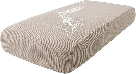 hyha Waterproof Couch Cushion Covers for Pets, Non Slip Sofa Seat Cover for Dogs Washable, Soft Thick Stretch Jacquard Fabric, Sofa Slipcovers with Elastic Bottom (1 Piece for Medium, Taupe)-Ruum Studio Home