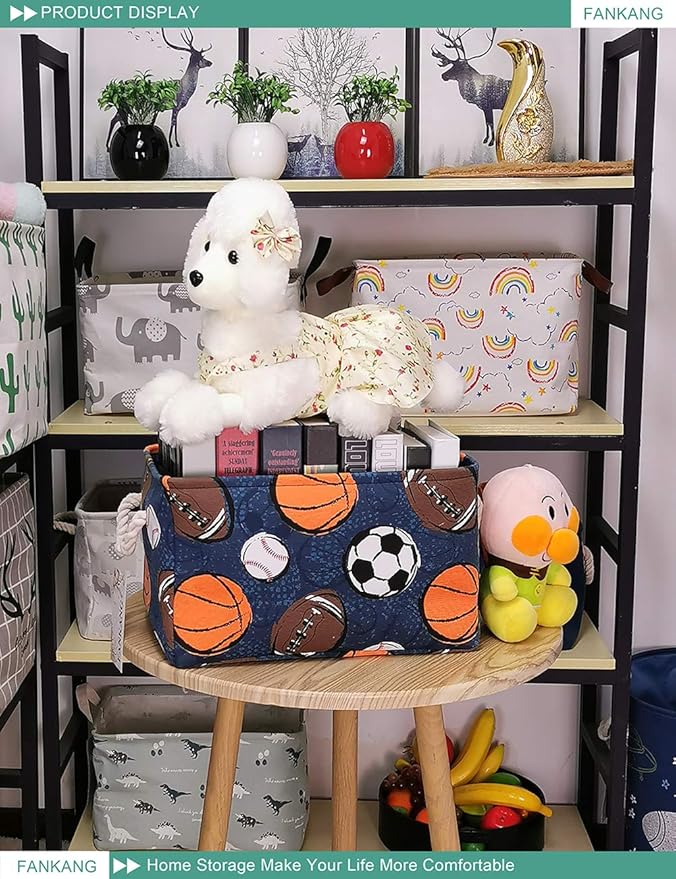 FANKANG Rectangular Laundry Basket Nursery Storage Fabric Storage Bin Storage Hamper,Gift Baskets(Navl-ball game)-Ruum Studio Home
